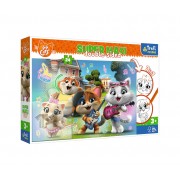 Детские пазлы SUPER МАХІ 44 кота «Музыкальный квартет» Trefl 41001 24 элемента, с раскраской