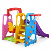 Дитяча гірка-гойдалка XYL-AS05 пластик, з баскетбольним кільцем