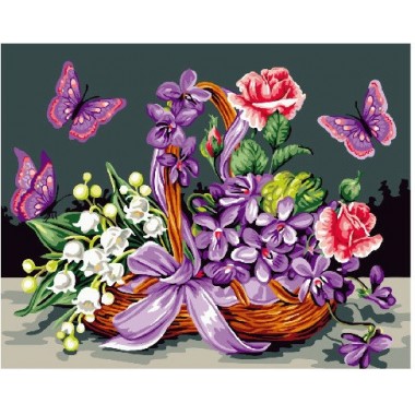 Картина по номерам. Brushme Бабочки у корзины с цветами GX24093