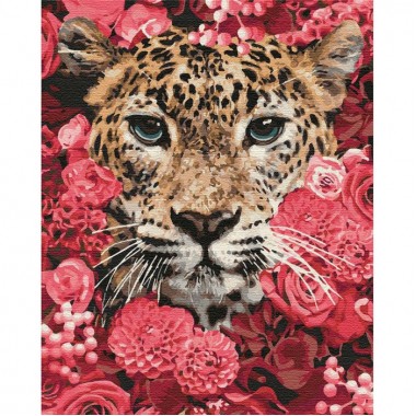Картина по номерам. Леопард в цветах 40*50см KHO4185