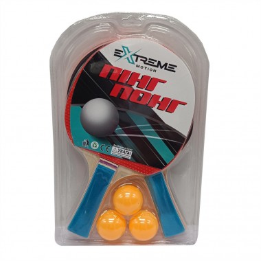 Набір для настільного тенісу Extreme Motion TT2432, 2 ракетки, 3 м'ячики