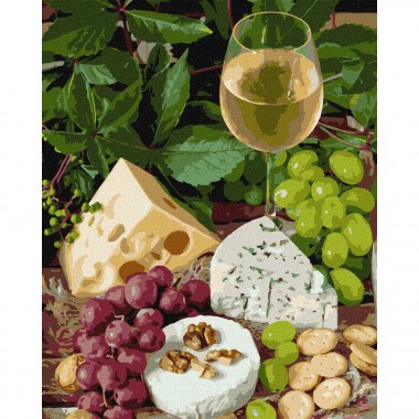 Картина за номерами "Біле вино із сиром" Ідейка KHO5658 40x50 см