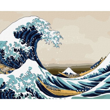 Картина по номерам Большая волна в Канагави © Кацусика Хокусай Идейка KHO2756 40х50 см