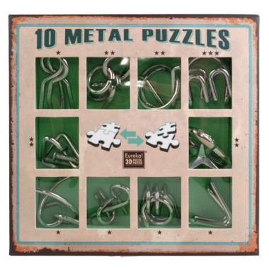 Набор головоломок 10 Metall Puzzles green 10 головоломок Eureka 3D Puzzle 473357