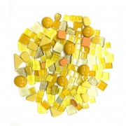 Набор стеклянных камешков для мозаики 6505, 200 грамм, 150-180 шт, 4 мм, желтый