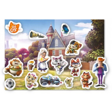 Детская игра с мягкими наклейками "44 Кота. Котята дома" VT4206-39, 16 наклеек