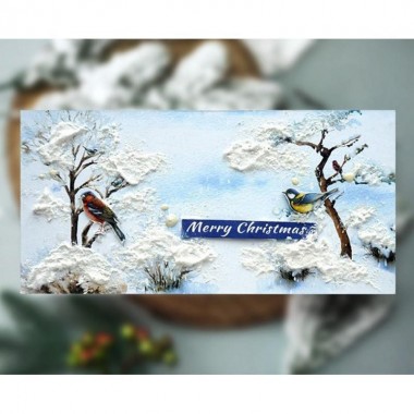 Набор для создания 2 шт поздравительных открыток на подставках "Зимний лес" FDGCK-049, 20 см х 10 см