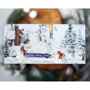 Набор для создания 2 шт поздравительных открыток на подставках "Зимний лес" FDGCK-049, 20 см х 10 см