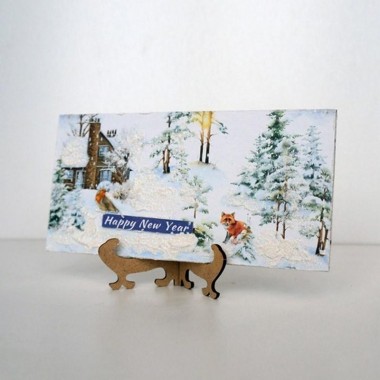 Набор для создания 2 шт поздравительных открыток на подставках "Зимний лес" FDGCK-049, 20 см х 10 см