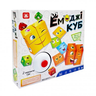 Семейная настольная игра Эмоджи куб XS977-116E 16 кубиков, 48 карт