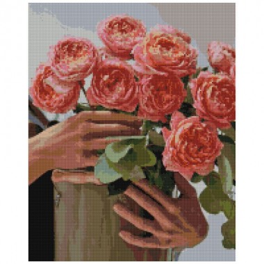 Алмазна мозаїка "Букет півонієвидних троянд" DBS1045  Brushme 40х50 см