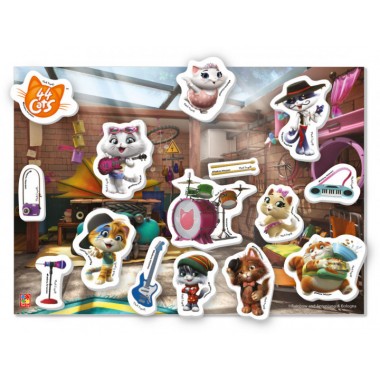 Игра с мягкими наклейками 44 Кота. Котята-музыканты Vladi Toys VT4206-40 (укр)