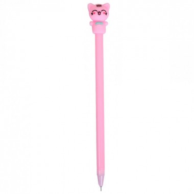 Ручка гелевая Котик 6026 синяя  (Розовый)