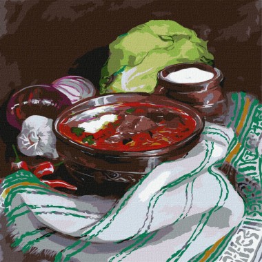Картина по номерам "Обед у бабушки" Идейка KHO5652 40х40 см