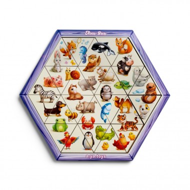 Деревянный пазл-головоломка Животные (ПСД169) PSD169 шестиугольник