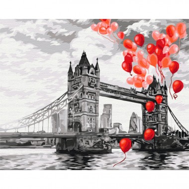Картина за номерами "Повітряні кульки над Тауерським мостом" Brushme BS51704 40х50 см