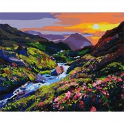 Картина по номерам "Рассвет в горах"  KHO2887 40х50 см Идейка