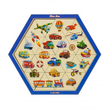 Деревянный пазл-головоломка Транспорт Ubumblebees (ПСФ024) PSF024 шестиугольник