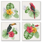 Набор для росписи по номерам 4 картинки. Полиптих Тропическое разнообразие KNP007, 18х18 см