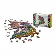 Фигурный деревянный пазл A4 Радужный Единорог PuzA4-00701, 76 деталей