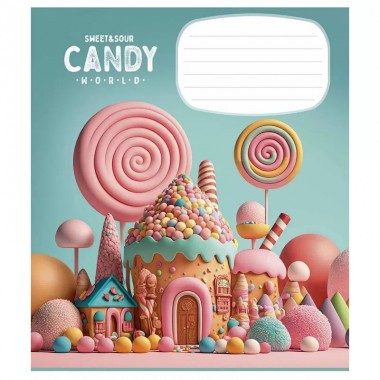 Тетрадь ученическая Candy world 012-3266K-3 в клетку, 12 листов