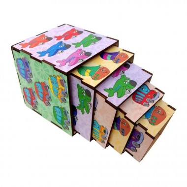 Деревянные кубики-пирамидка Транспорт Ubumblebees (ПСД012) PSD012, 5 кубиков