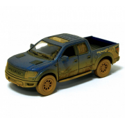 Детская модель машинки пикап Ford F-150 SVT Raptor-Supercrew Muddy Kinsmart KT5365WY инерционная, 1:46 Blue