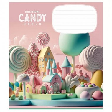 Тетрадь ученическая Candy world 012-3266K-4 в клетку, 12 листов