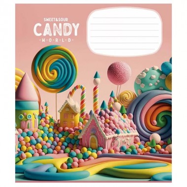 Тетрадь ученическая Candy world 012-3266K-5 в клетку, 12 листов