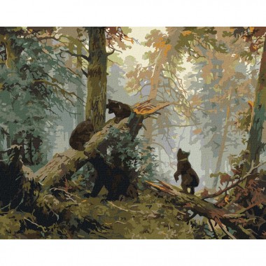 Картина по номерам Утро в сосновом лесу ©И.Шишкин и К.Савицкий Идейка KHO4310 40х50 см