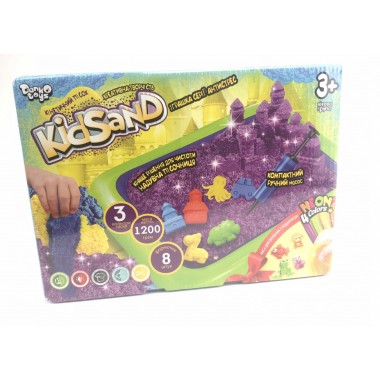 Комплект креативного творчества Danko Toys  Кинетический песок KіdSand 1200 г+пісочниця Мал. 8096DT