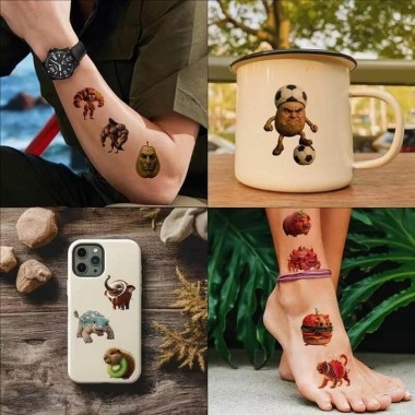 Детские временные тату Итальянский брейнрот Italian-brainrot-tattoo-1, 12х7 см