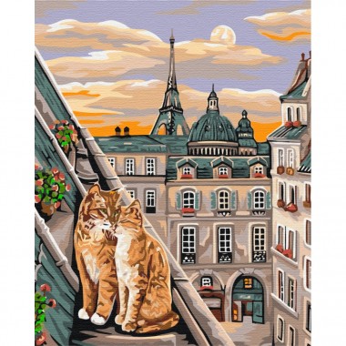 Картина за номерами "Котяча ніжність в Парижі" Brushme BS51773 40х50 см