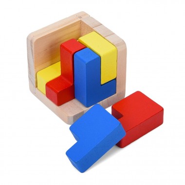 Деревянная Куб-головоломка MD 0758-2 подставка 6 элементов