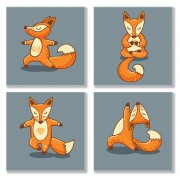 Набор для росписи по номерам Идейка Полиптих Yoga-fox KNP011 4шт 18*18