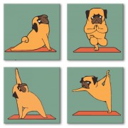 Набор для росписи по номерам из 4х картин. Полиптих Yoga-dog KNP012, 18х18 см