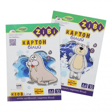 Набор белого двустороннего картона А4 KIDS Line ZB.1991, 180 г/м², 10 листов Набор белого двустороннего картона А4 KIDS Line ZB.1991, 180 г/м², 10 листов