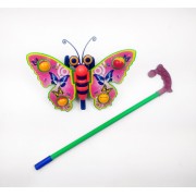 Детская каталка на палочке Бабочка 305 машет крыльями (Розовый)