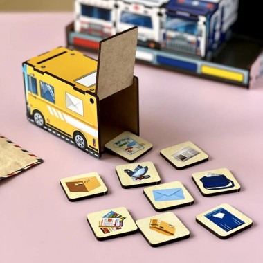 Деревянная настольная игра Служебный транспорт Ubumblebees (ПСФ027) PSF027 сортер-комодик