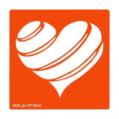 Трафарет для био-тату Сердечко c032_pr-15*15см, размер 15х15см