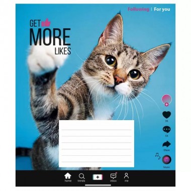 Тетрадь ученическая Get more likes 018-3260K-3 в клетку, 18 листов