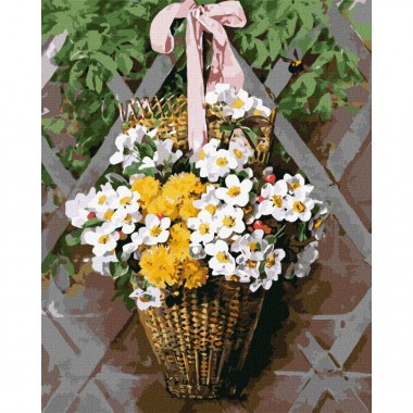 Картина за номерами "Плетений кошик з квітами" ©Paul De Longpre Ідейка KHO2097 40х50 см