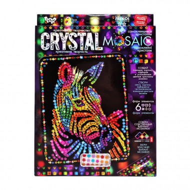 Креативное творчество Crystal mosaic Зебра CRM-02-08, 6 форм элементов