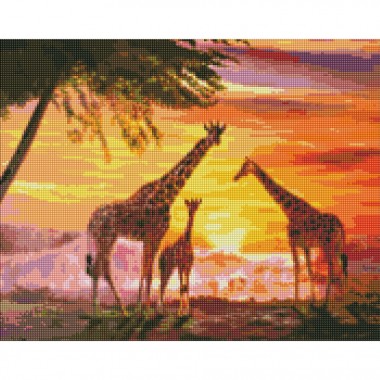 Алмазная мозаика Семья жирафов ©ArtAlekhina Идейка AMO7327 40х50 см