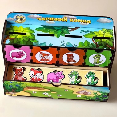 Деревянная настольная игра Животные Ubumblebees (ПСД011) PSD011 сортер-комодик