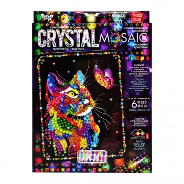 Креативное творчество Crystal mosaic Кот и бабочка CRM-02-04, 6 форм элементов