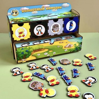 Деревянная настольная игра Птицы Ubumblebees (ПСД167) PSD167 сортер-комодик