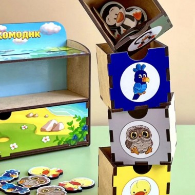 Деревянная настольная игра Птицы Ubumblebees (ПСД167) PSD167 сортер-комодик