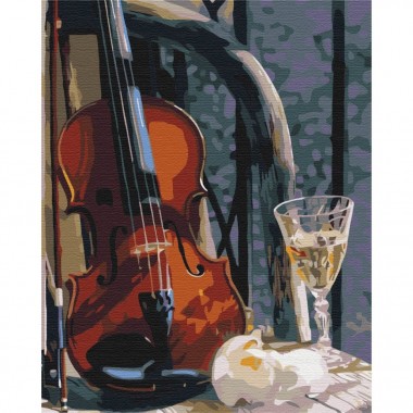 Картина за номерами "Скрипка з вином" BS24650  Brushme 40х50 см