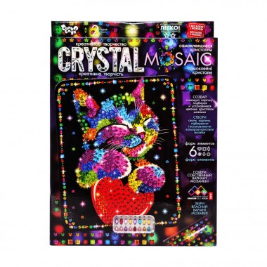 Креативное творчество Crystal mosaic Кот и сердце CRM-02-02, 6 форм элементов